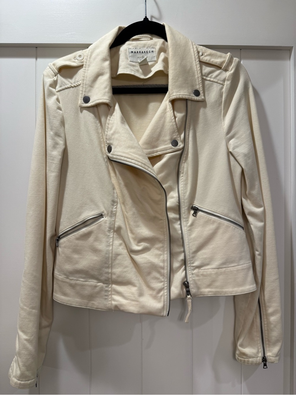 Marrakech Cream Moto Jacket - Women's Asymmetrical Zip